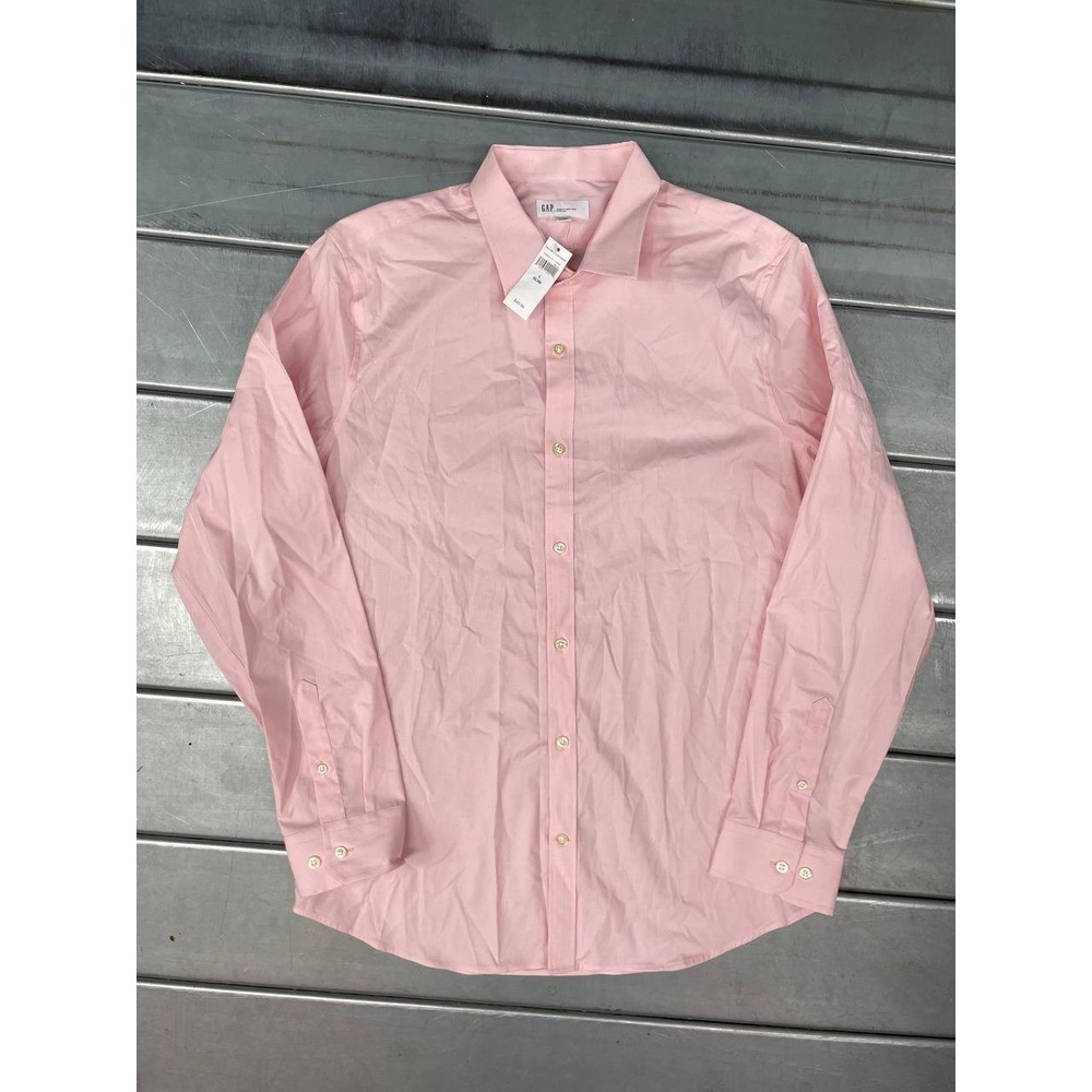 Gap Slim Fit Stretch Button Up Shirt Mens Large Pink Long Sleeve Casual Preppy